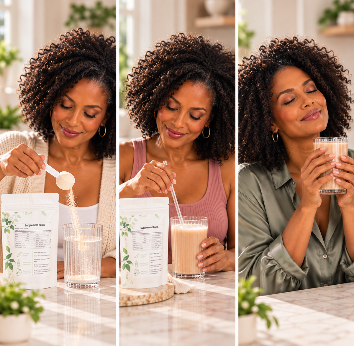 Morning drink and daily wellness ritual in soft natural light